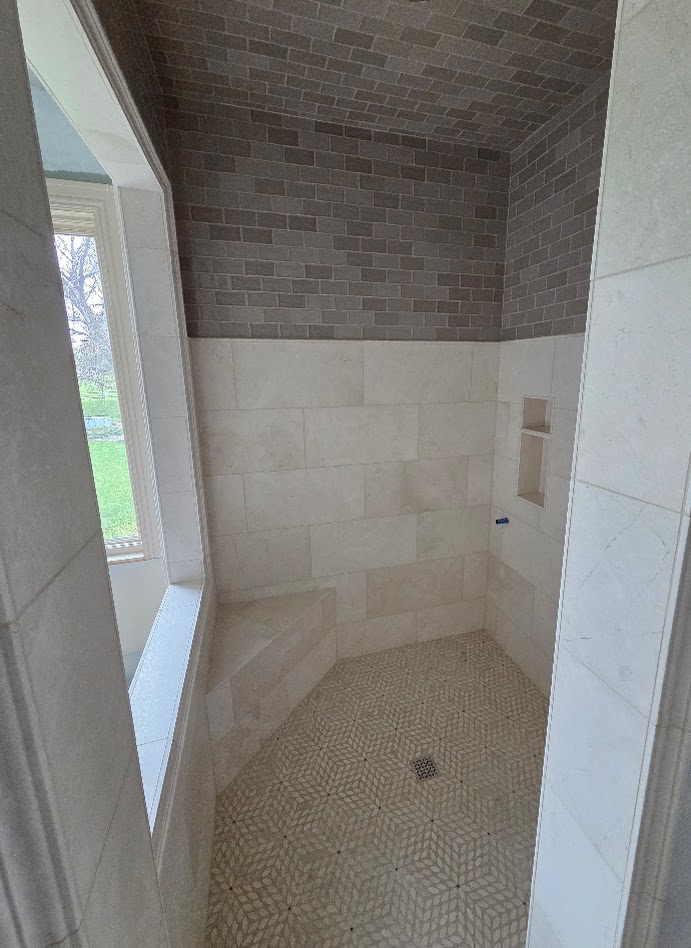 Full floor to ceiling tile installation